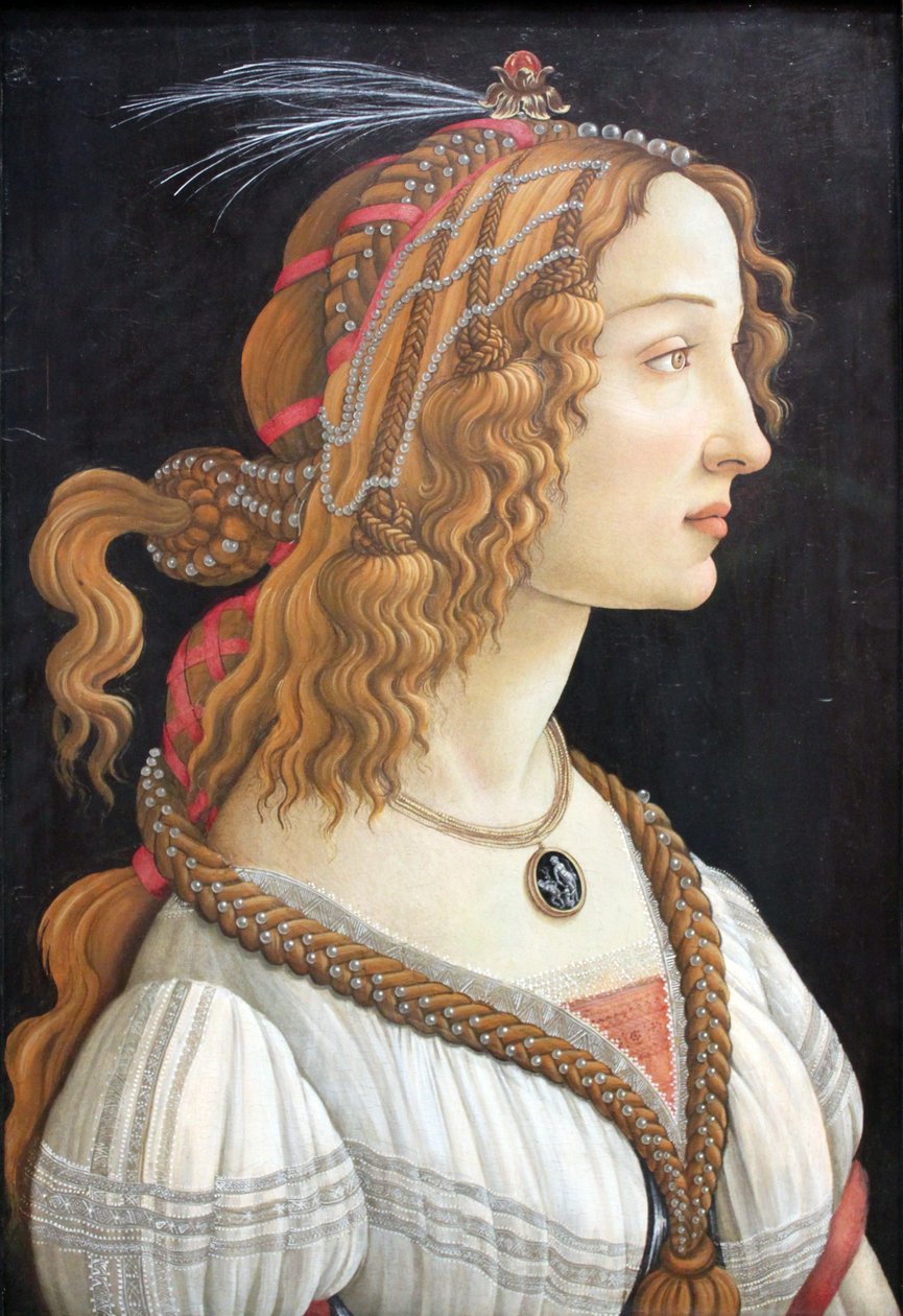 Idealiseret portræt af en dame (Portræt af Simonetta Vespucci som nymfe) af Sandro Botticelli