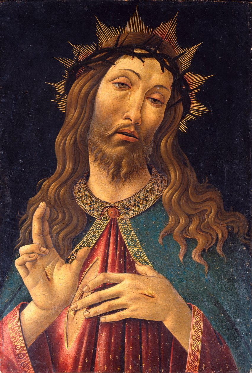 Italiensk:  Vir dolorum (Cristo benedicente) Smertens mand af Sandro Botticelli