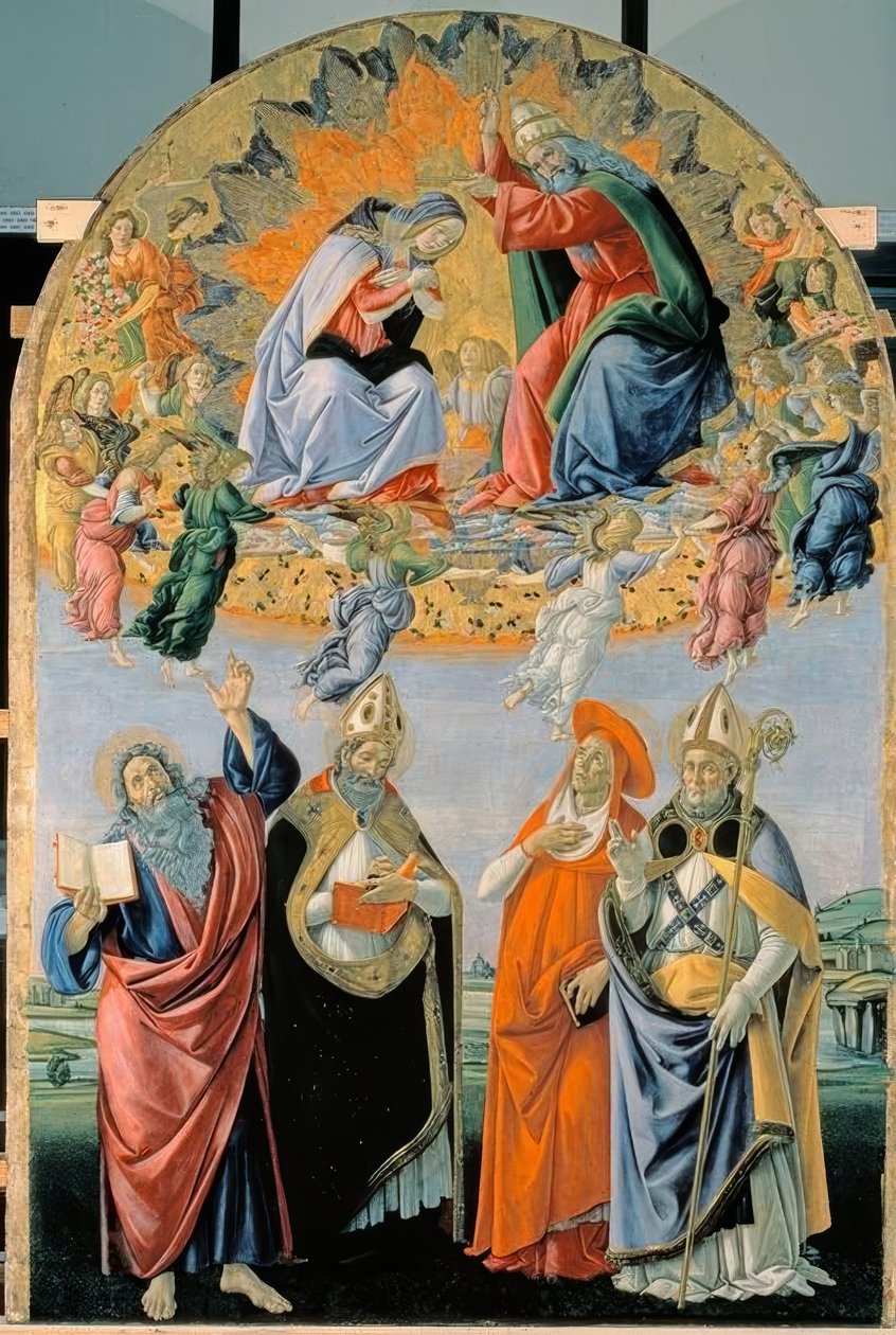 Marias kroning med fire helgener af Sandro Botticelli