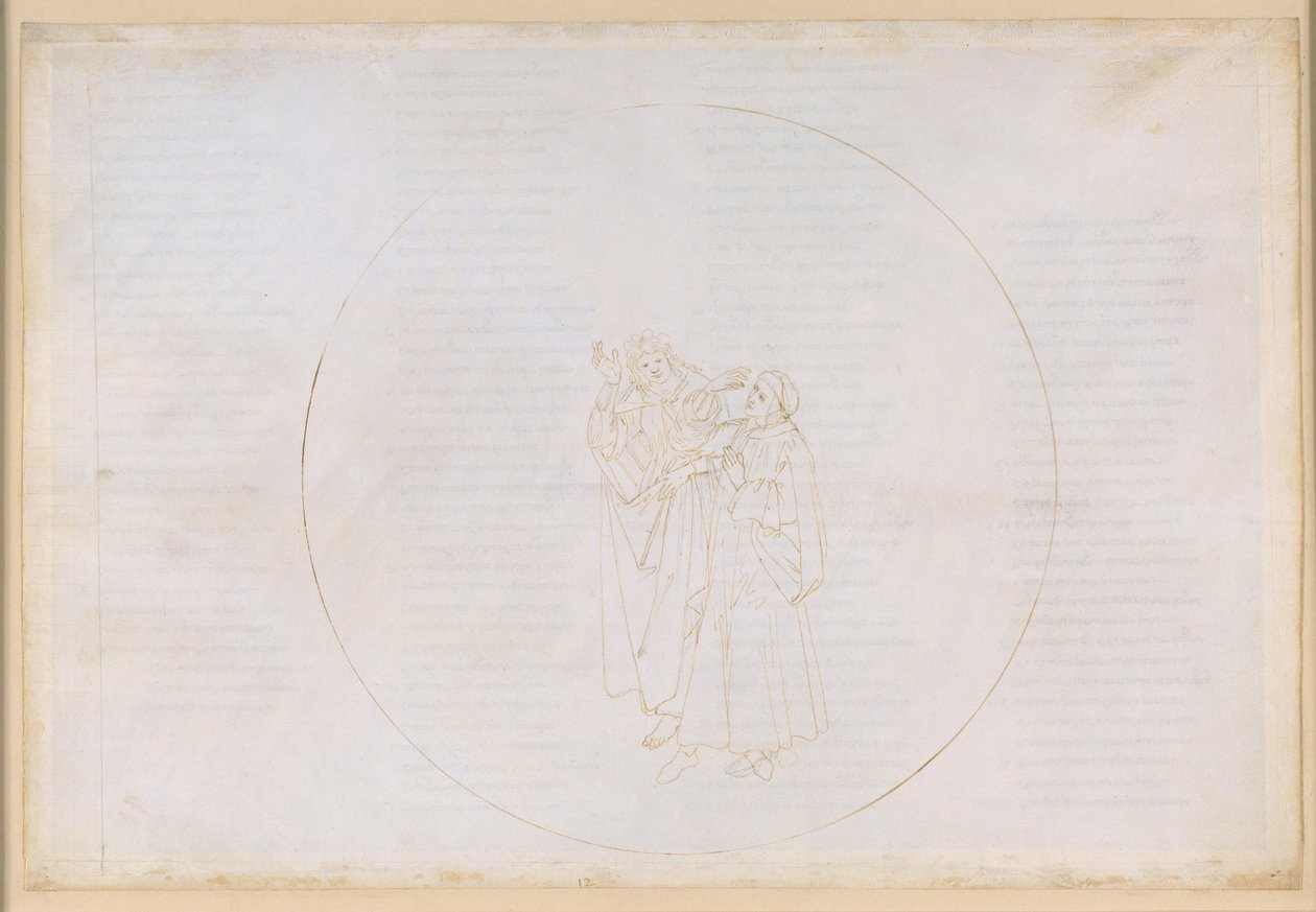 La Divina Commedia, Paradiso XII. Den fjerde planetsfære (solhimlen): Fransiskaneren Bonaventura roser den hellige Dominikus’ liv og værk og kritiserer splittelsen i sin egen orden af Sandro Botticelli