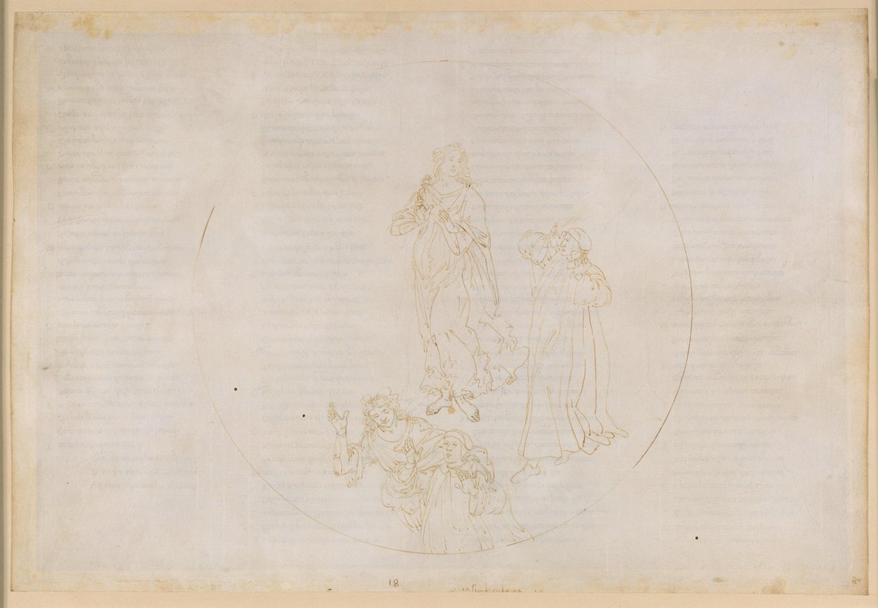 La Divina Commedia, Paradiso XVIII. Den femte planetsfære (Mars’ himmel): Cacciaguida nævner de salige, der kæmpede for troen – overgang til Jupiters sfære af Sandro Botticelli