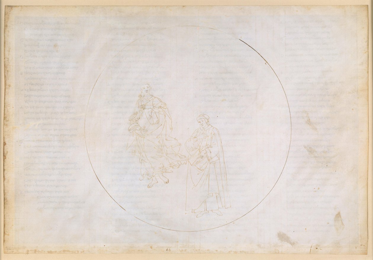 La Divina Commedia, Paradiso XVI. Den femte planetsfære (Mars’ himmel): Cacciaguida beklager det moralske forfald i Firenze af Sandro Botticelli