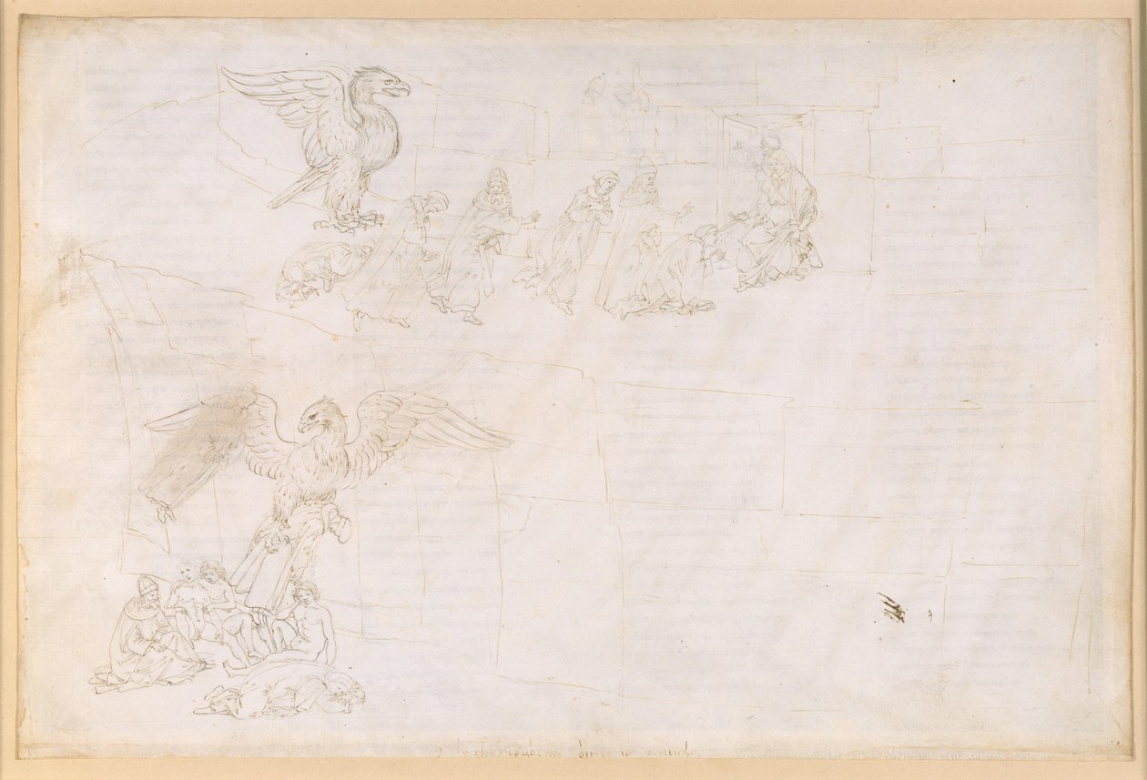 La Divina Commedia, Purgatorio IX. Forpurgatoriet: Den midterste zone og portterrassen: Dantes drøm; Foran Purgatoriets port af Sandro Botticelli