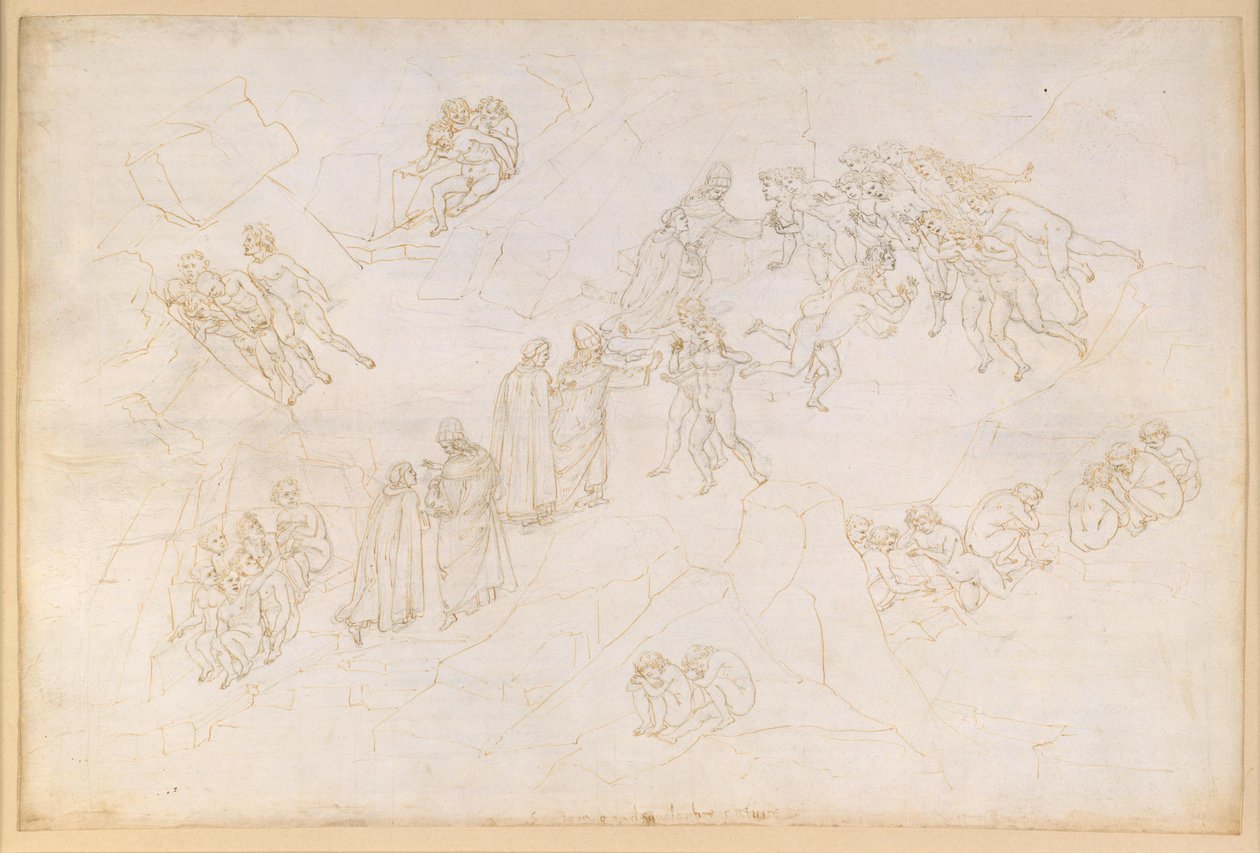 La Divina Commedia, Purgatorio V. Forpurgatorium, den midterste zone: De forsømte, der døde som følge af en voldshandling af Sandro Botticelli