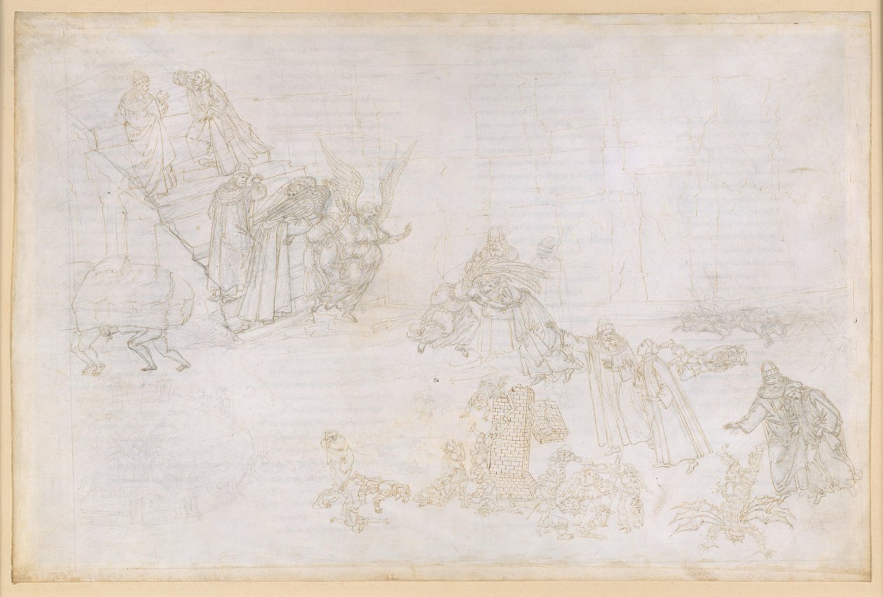 La Divina Commedia, Purgatorio XII. Purgatoriets første ring: Billeder af straffen for hovmod; Englen foran trappen til den anden ring af Sandro Botticelli