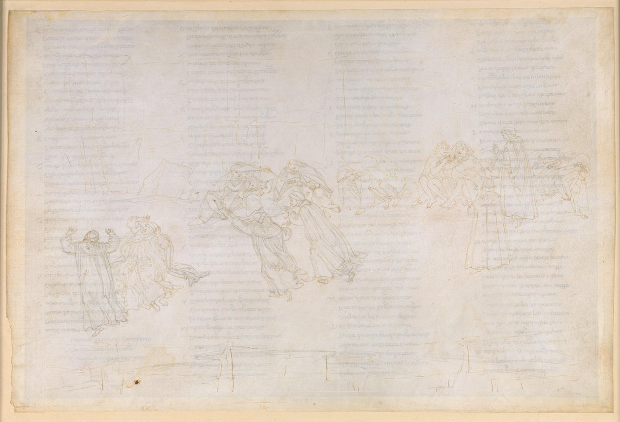 La Divina Commedia, Purgatorio XIV. Purgatoriets anden ring: Bod for misundelse og skadefryd; samtale mellem Guido del Duca og Rinieri da Calboli af Sandro Botticelli