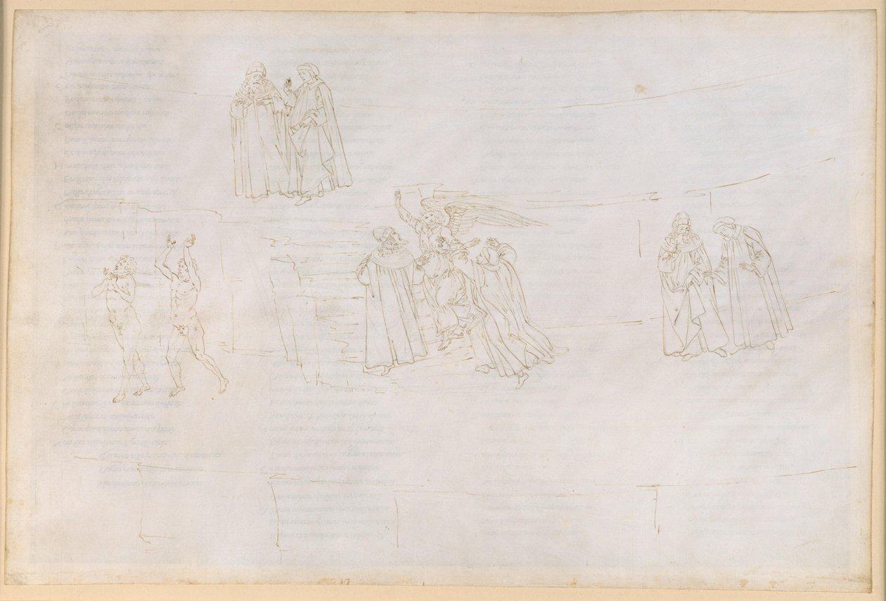 La Divina Commedia, Purgatorio XVII. Opstigningen til den fjerde ring i Purgatoriet: Vergil forklarer Dante om Purgatoriet af Sandro Botticelli