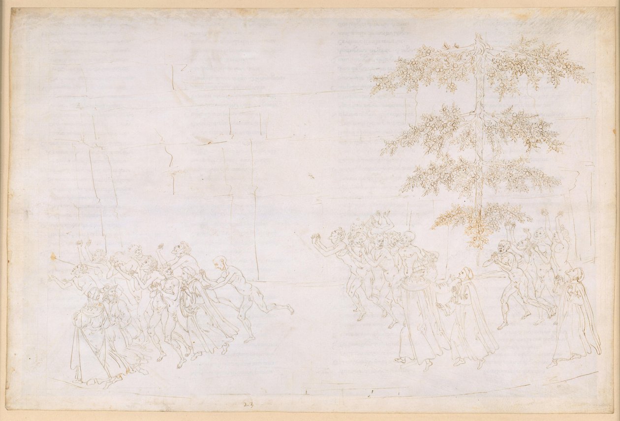 La Divina Commedia, Purgatorio XXIII. Purgatoriets sjette ring: De glubske menneskers bod; mødet med Forese Donati af Sandro Botticelli