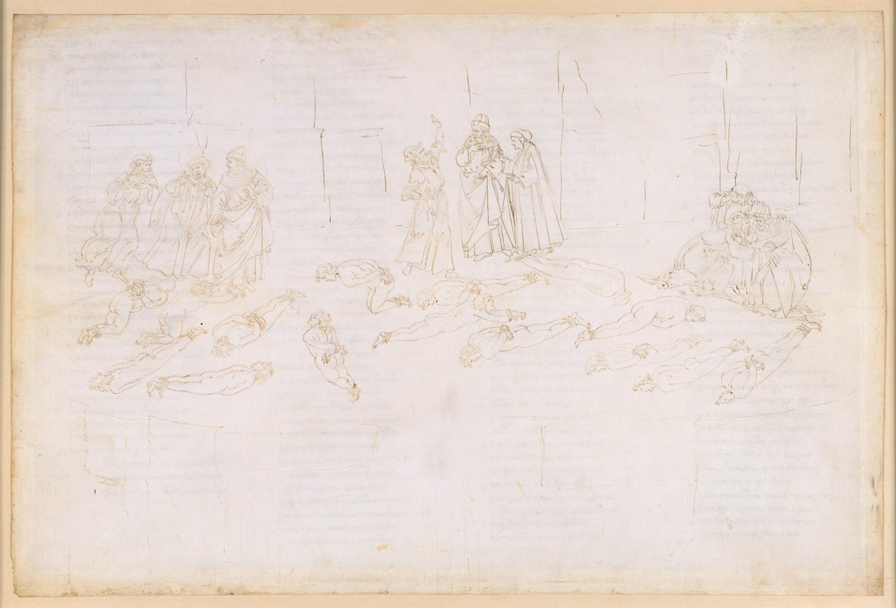 La Divina Commedia, Purgatorio XXI. Den femte ring i Purgatorio: De grådige og de ødsle menneskers bod; Statius’ optræden af Sandro Botticelli