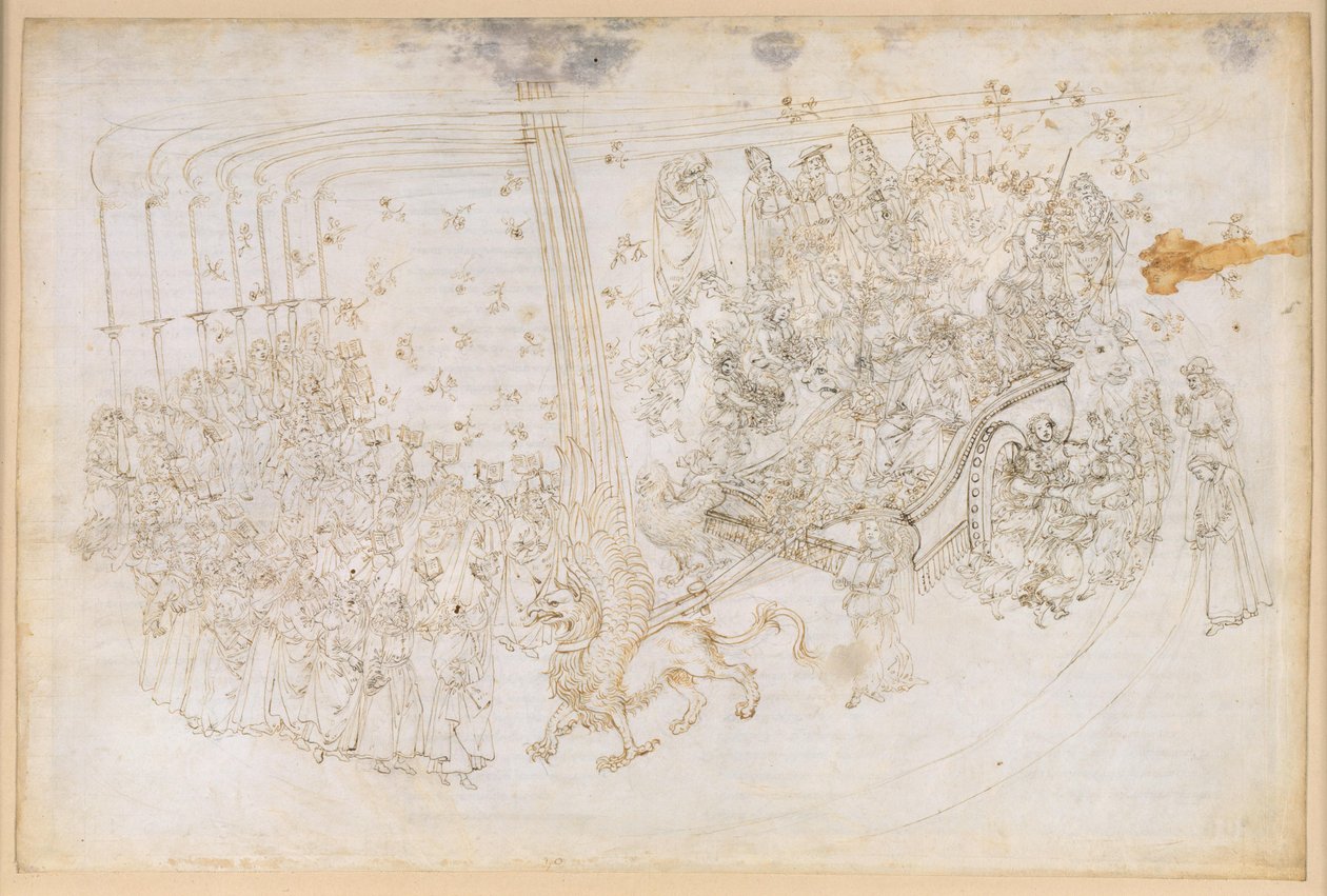 La Divina Commedia, Purgatorio XXX. Det jordiske paradis: Beatrice i triumfvognen af Sandro Botticelli