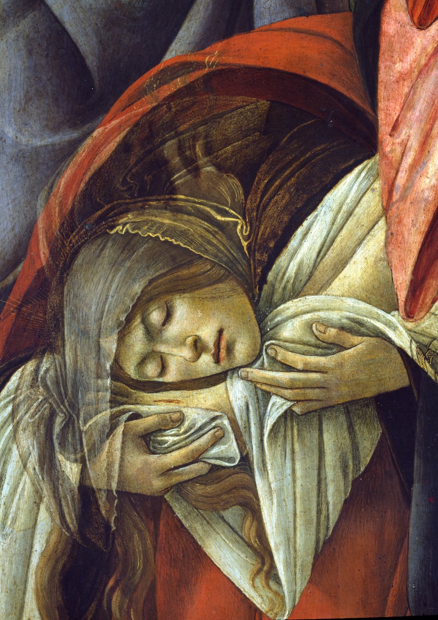 Klagesang over den døde Kristus, detalje af Maria Magdalena, 1490-1500 detalje af 44244 af Sandro Botticelli