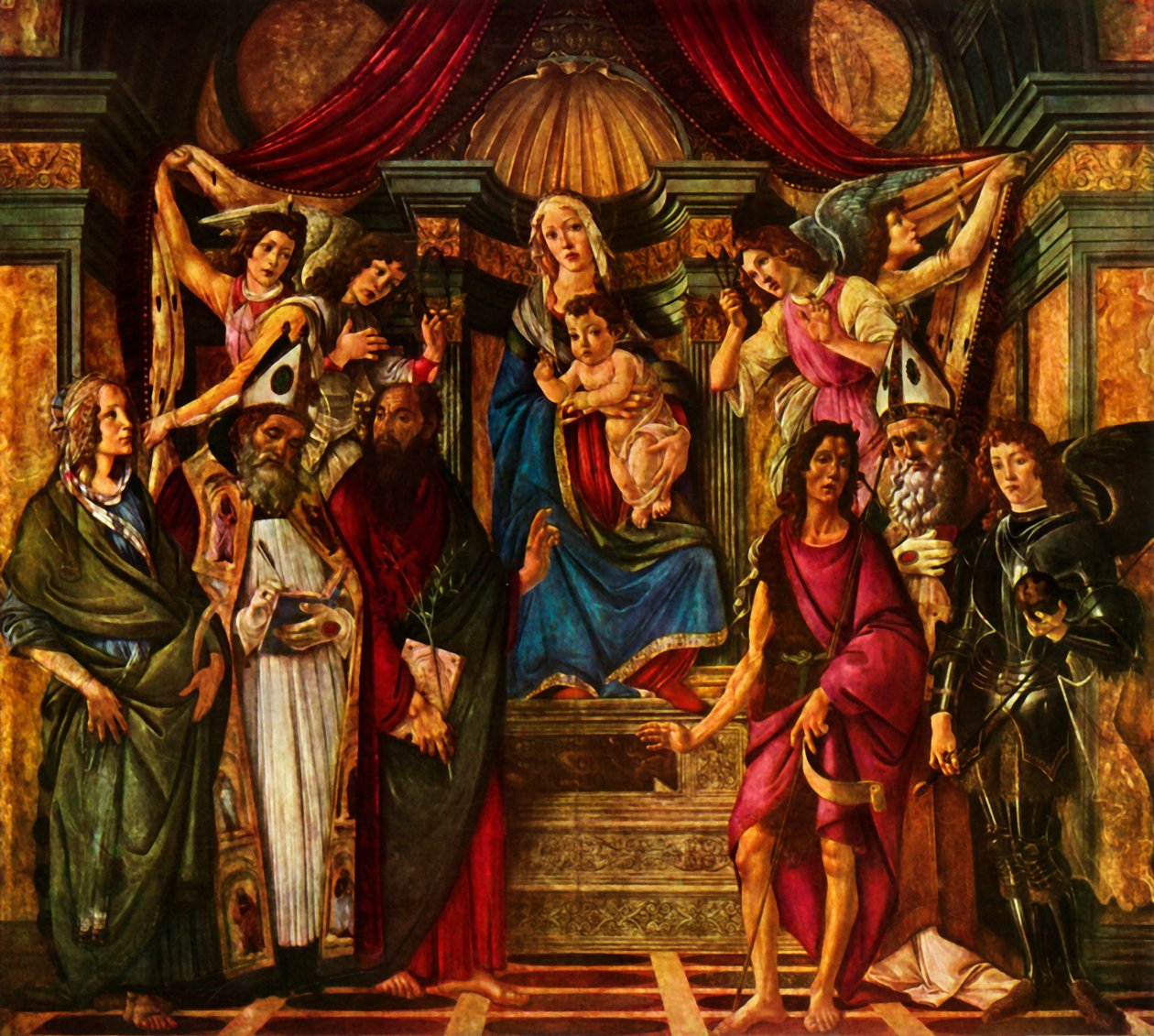 Madonna tronet med seks hellige, 1483, 1937. af Sandro Botticelli