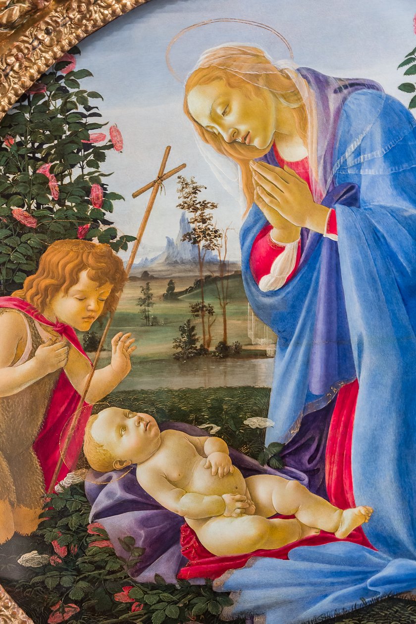 Madonna tilbeder Jesusbarnet med den unge St. John, ca. 1483-87 af Sandro Botticelli
