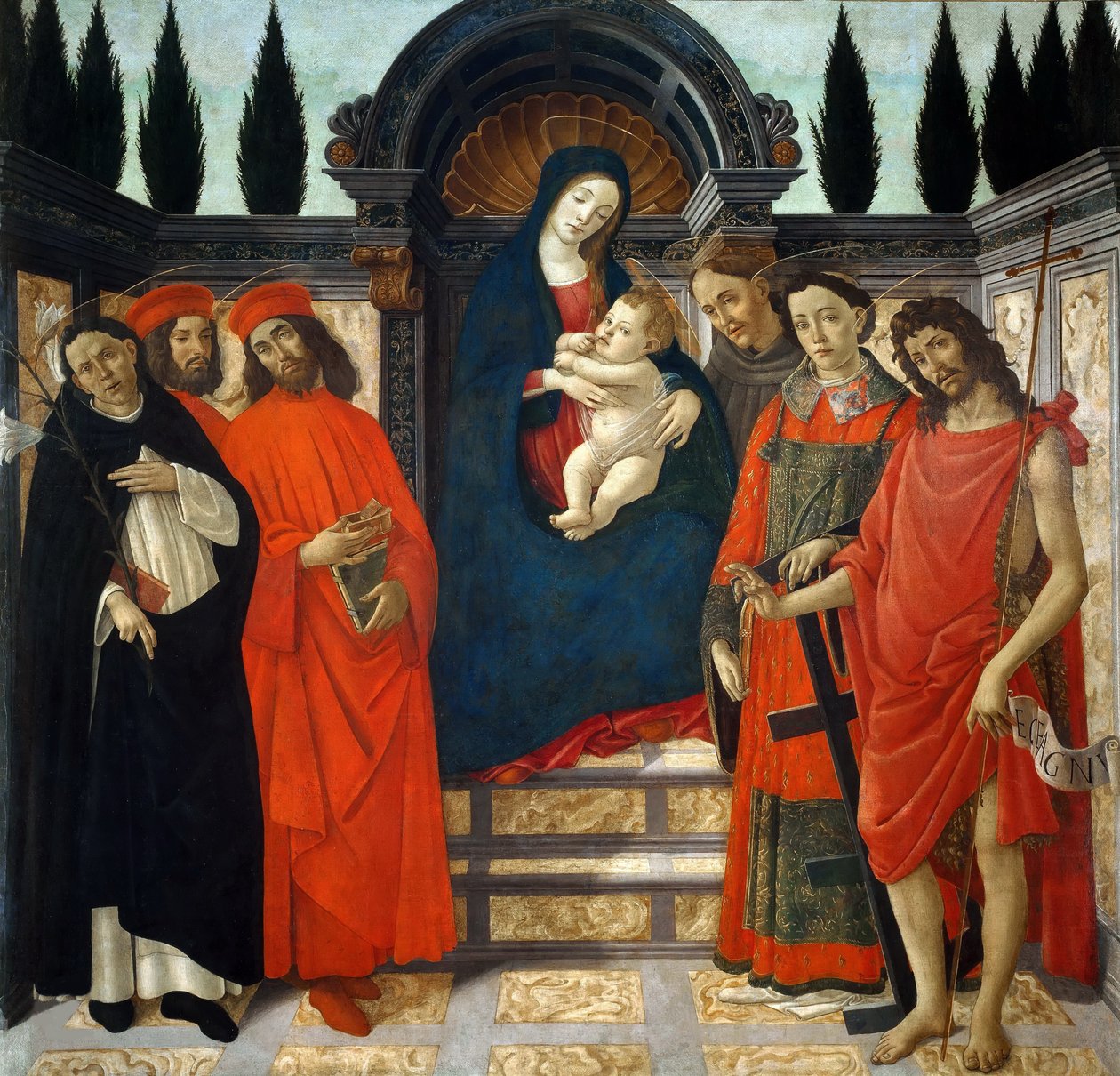 Madonna og barn med de hellige Pala del Trebbio, ca. 1490-1499. af Sandro Botticelli