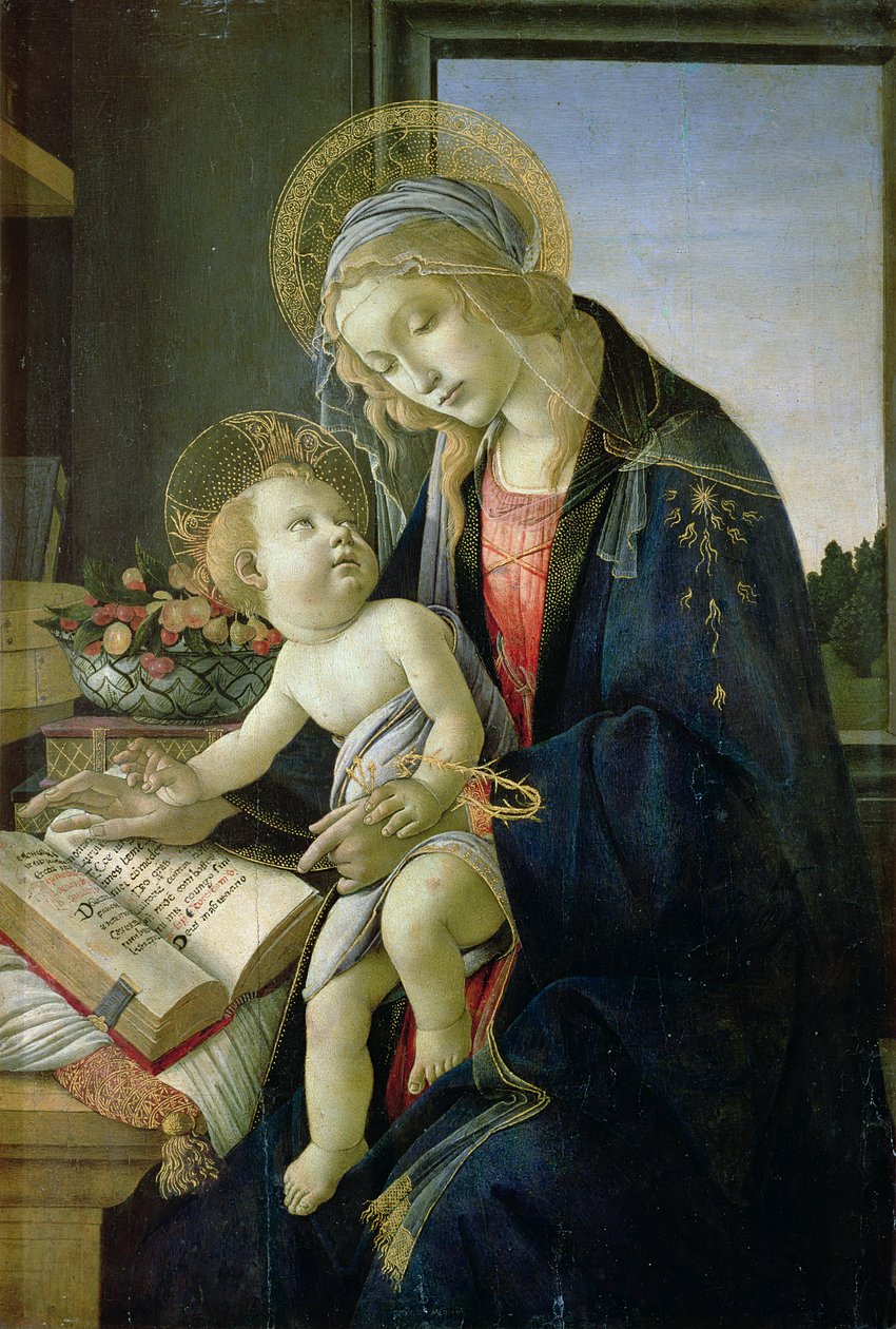 Madonna of the Book (Tempera og olie på træpanel) ca. 1480-81 af Sandro Botticelli
