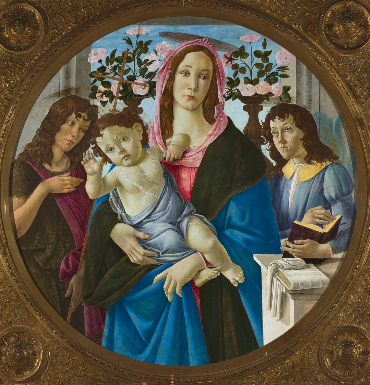 Madonna med Barnet, Johannes Døberen og en engel af Sandro Botticelli