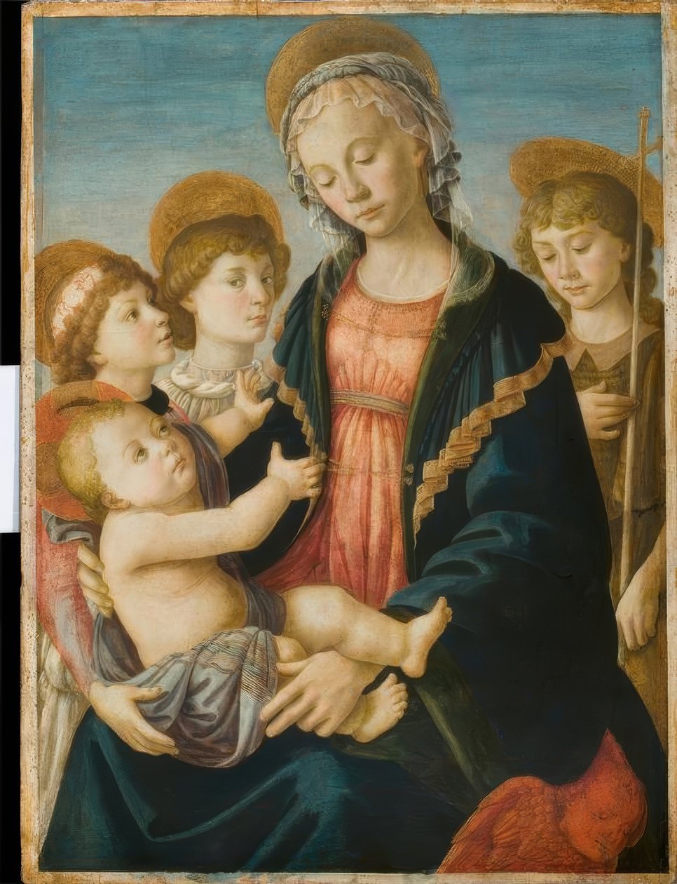 Maria med barnet, drengen John og to engle af Sandro Botticelli