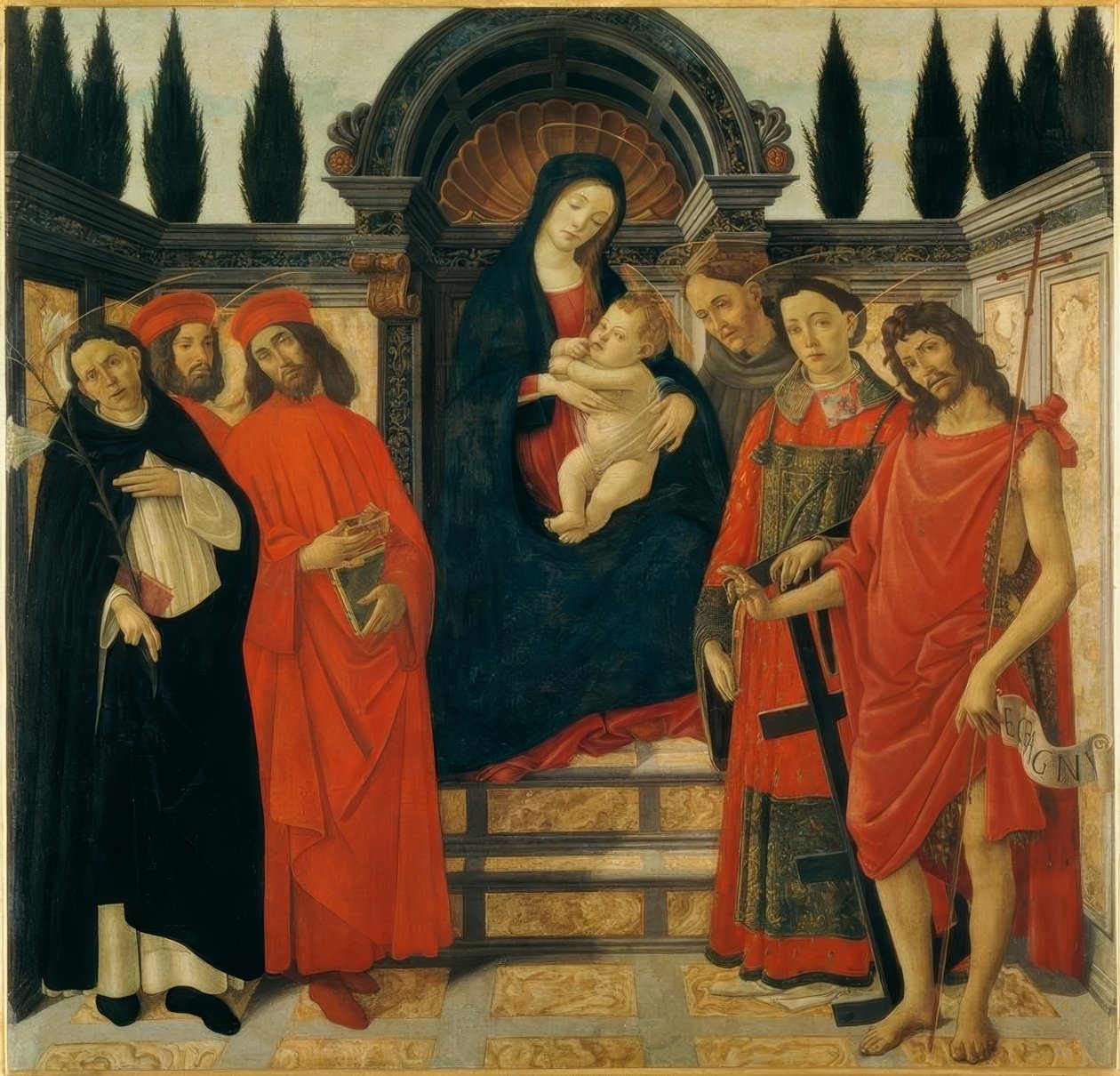 Maria med barn og helgener af Sandro Botticelli
