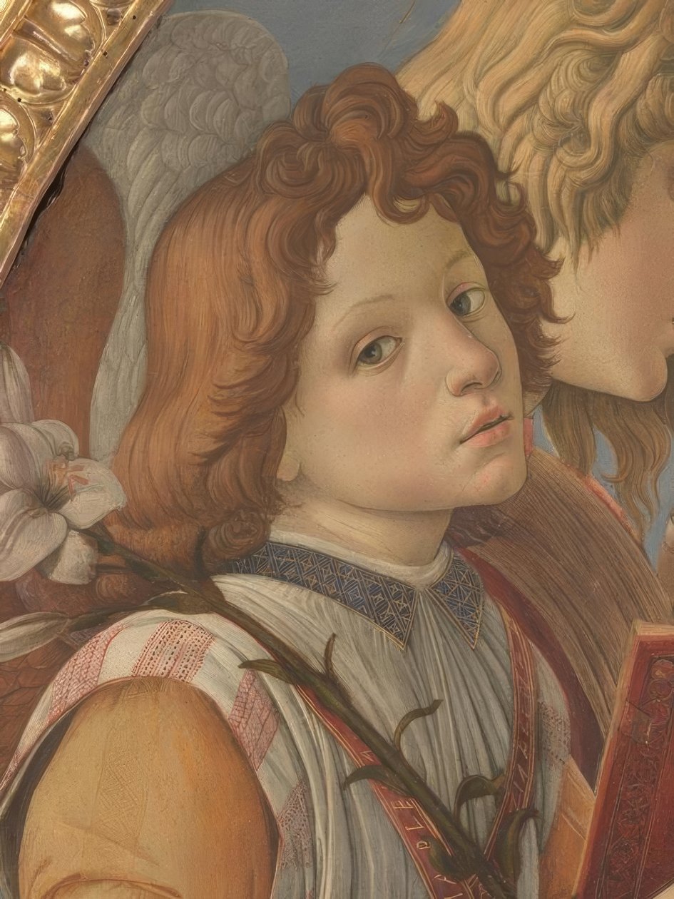 Maria med barnet og seks engle af Sandro Botticelli