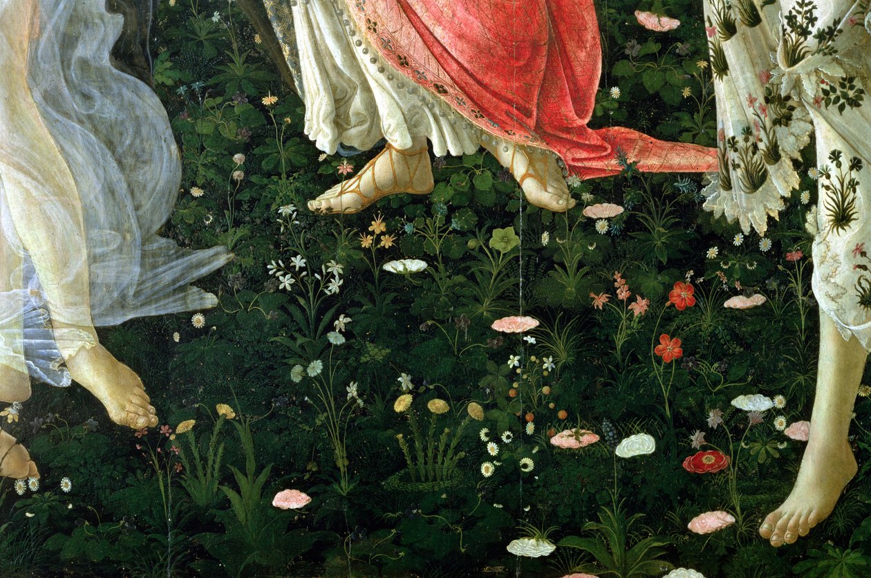 Primavera: detalje af blomster tempera på panel af Sandro Botticelli