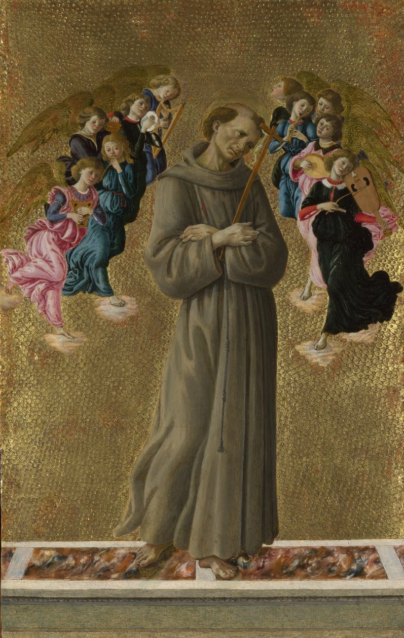 Den hellige Frans af Assisi med engle af Sandro Botticelli