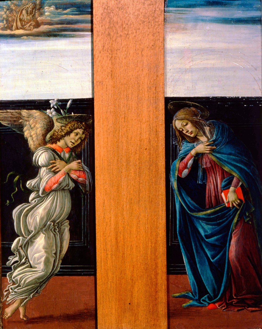 Den bebudede jomfru og ærkeenglen Gabriel, 1490. af Sandro Botticelli