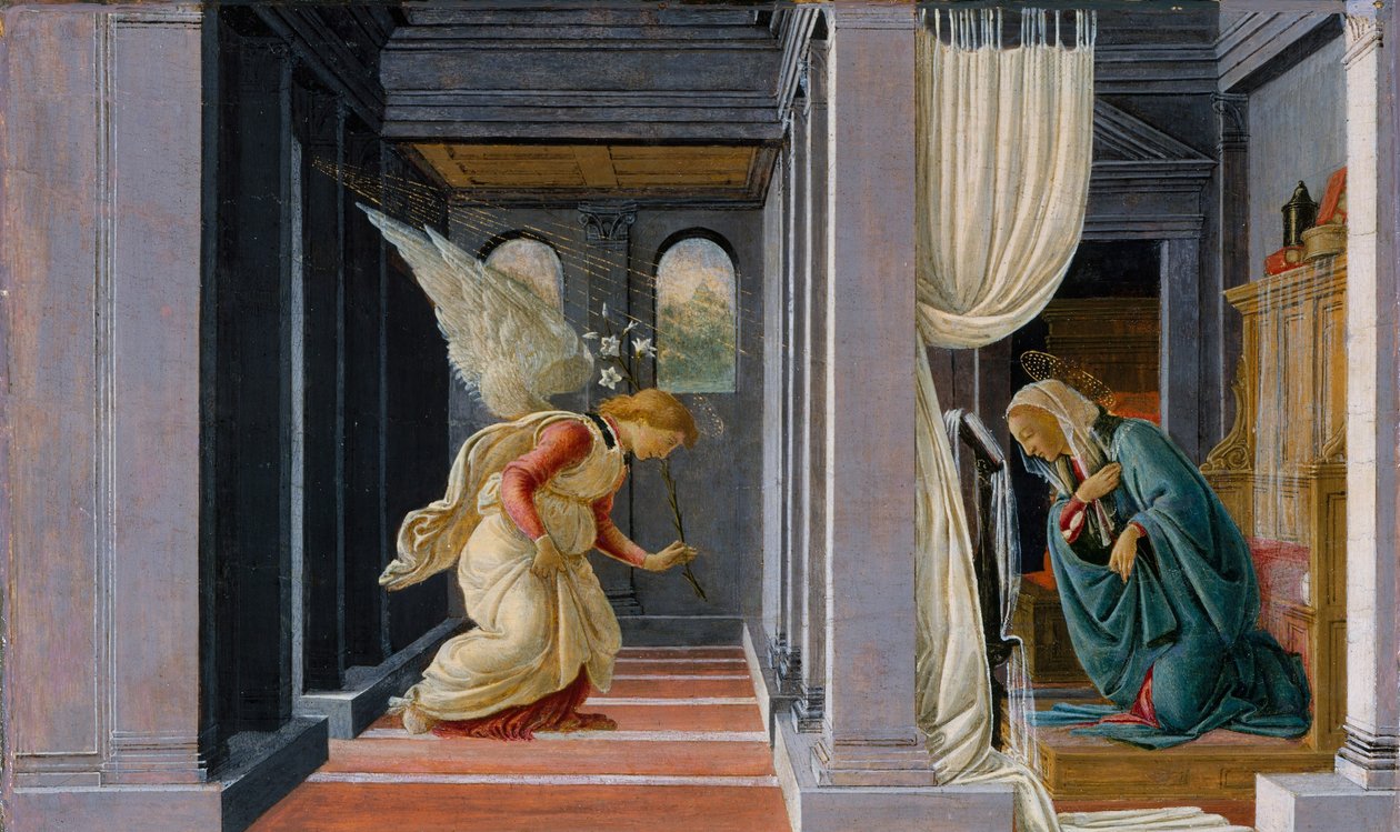 Bebudelsen, ca.1485 (tempera og guld på træ) af Sandro Botticelli