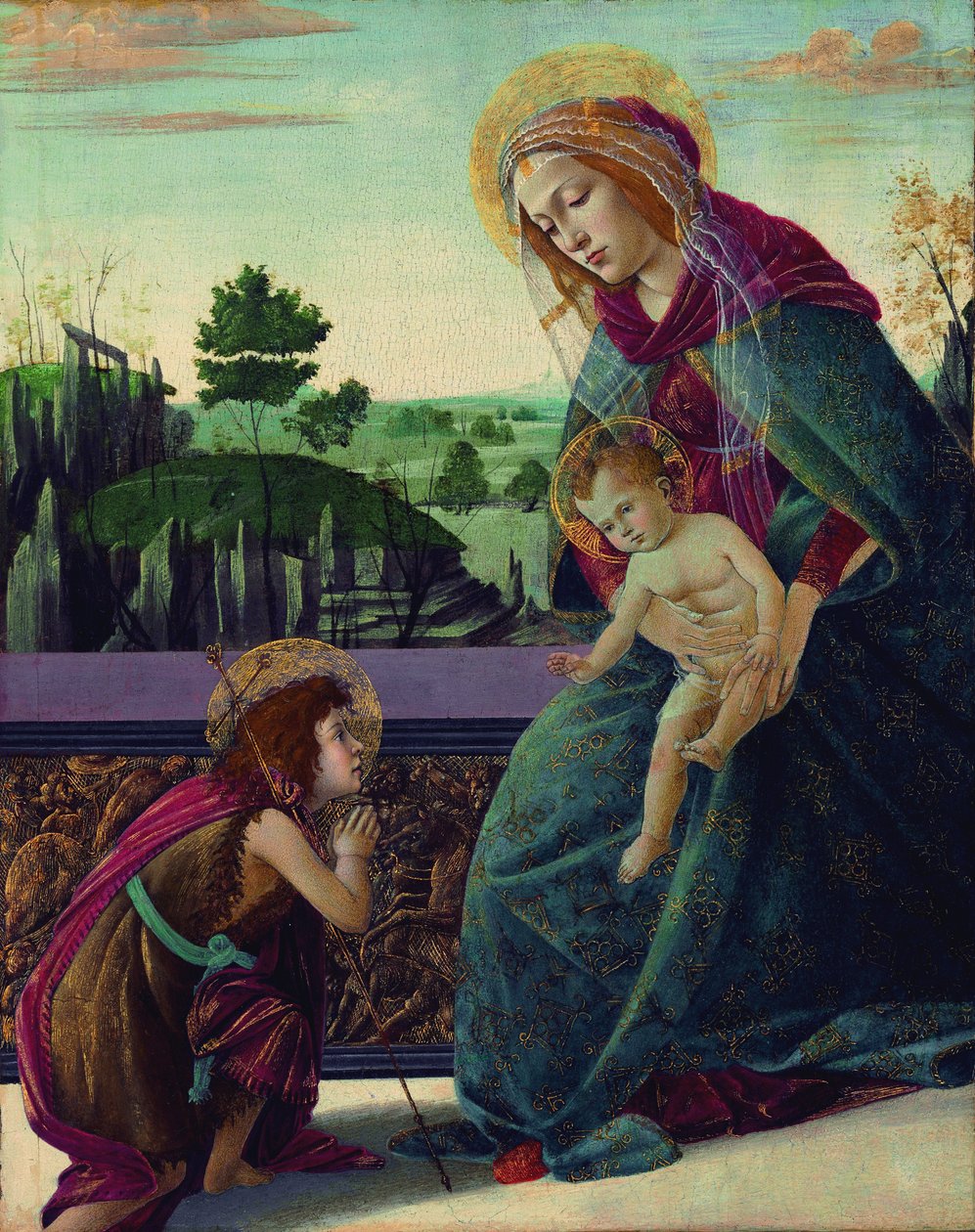 Madonna og barnet med den unge Johannes Døberen af Sandro Botticelli