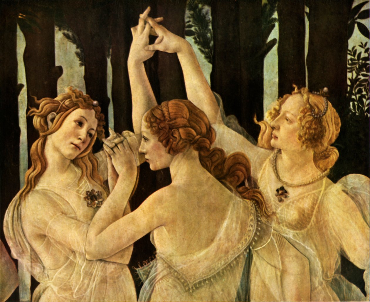 De tre nåder, detalje fra Primavera, c1478, 1937. af Sandro Botticelli