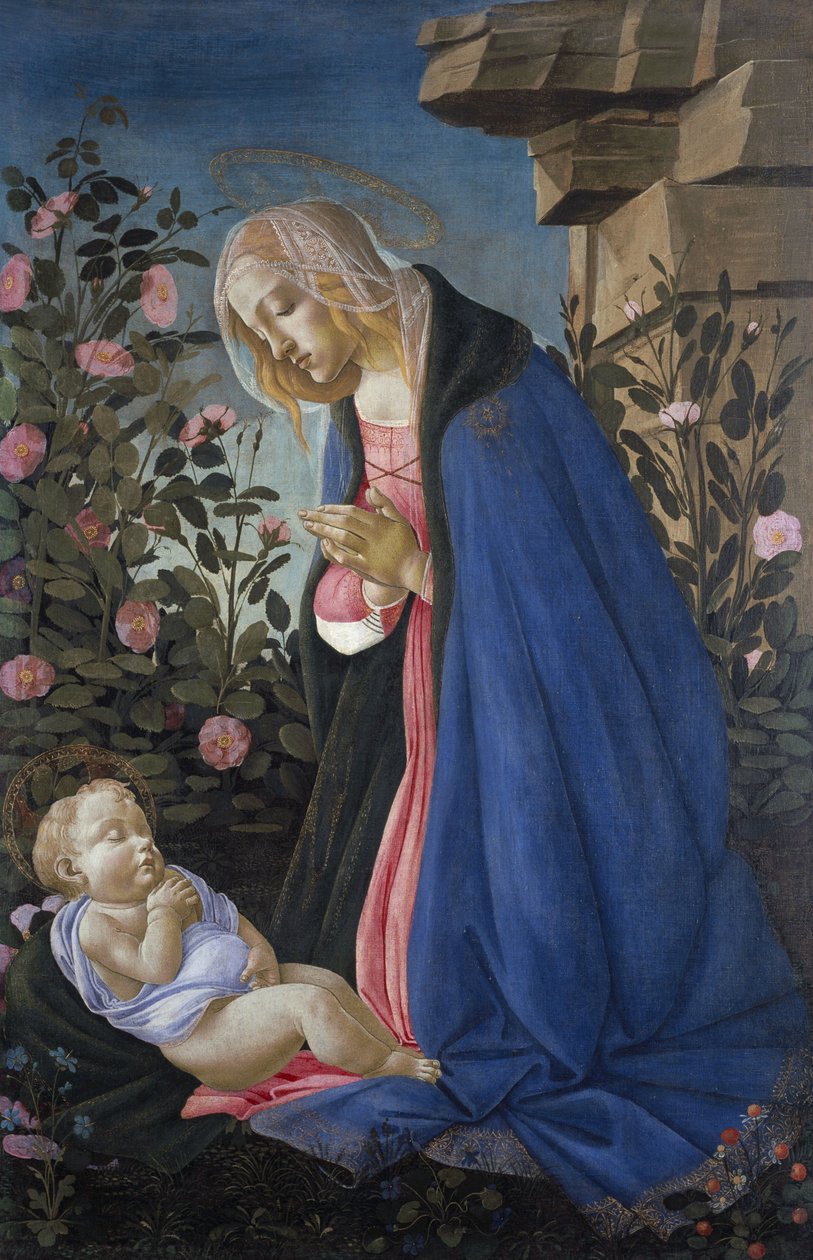 Jomfruen tilbeder det sovende Jesusbarn af Sandro Botticelli
