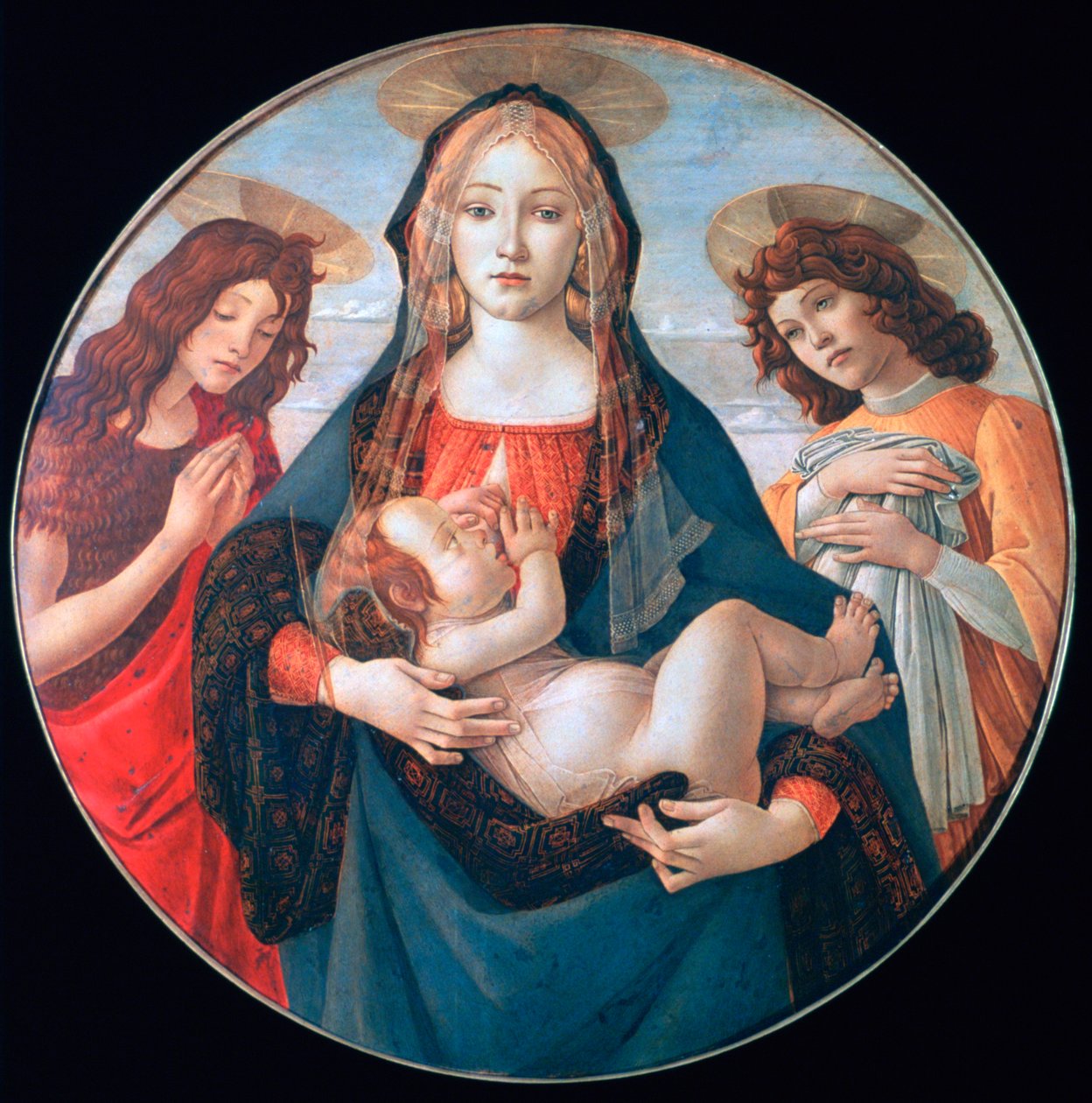 Jomfruen og barnet med Johannes og en engel, c1490 af Sandro Botticelli