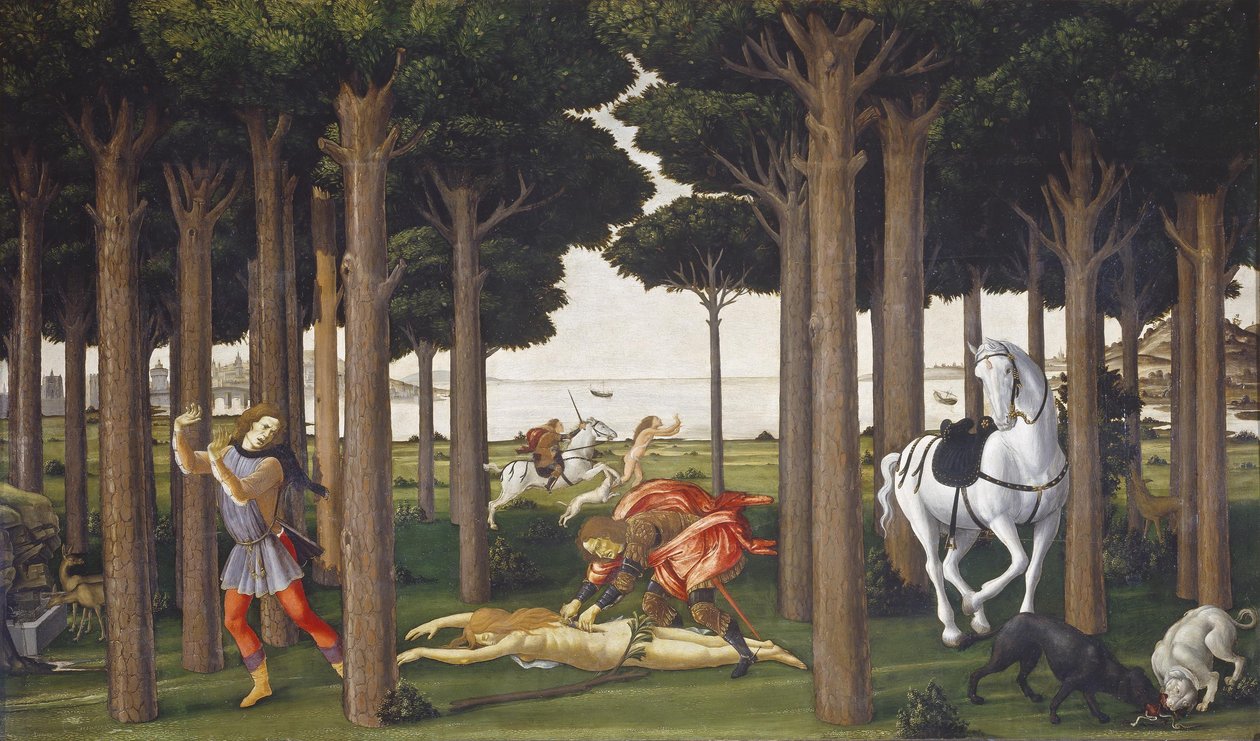 Historien om Nastagio degli Honesti, panel II af Sandro Botticelli