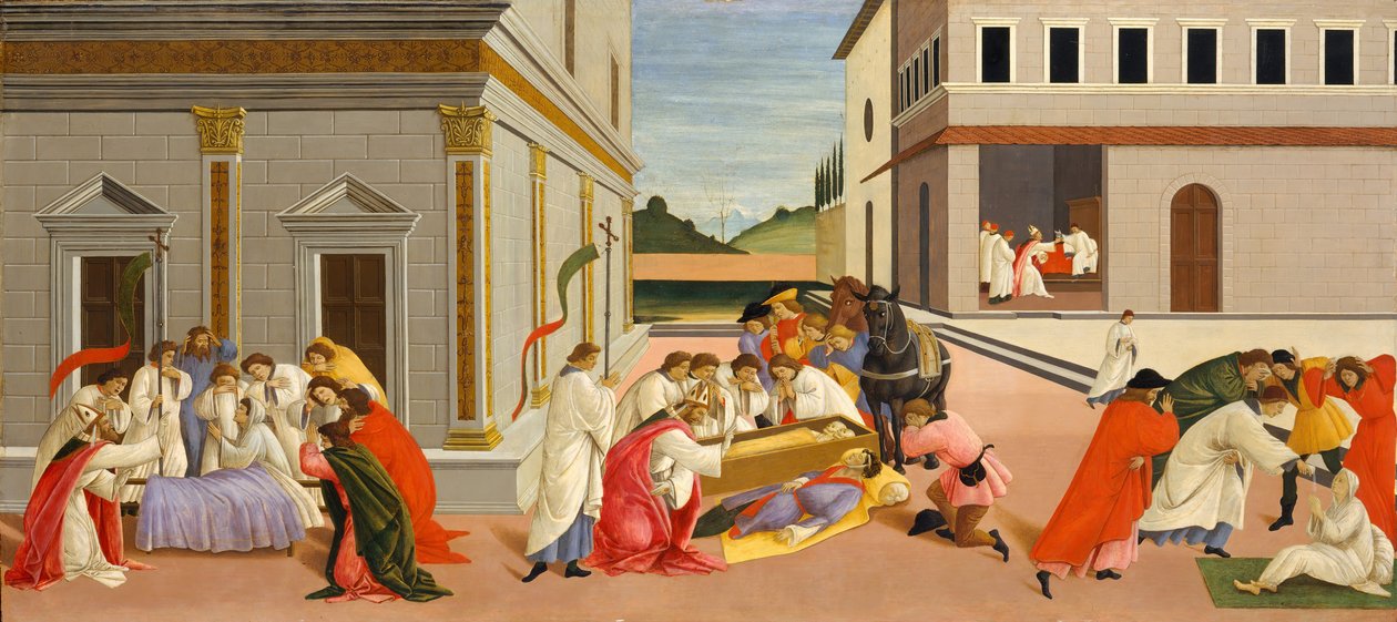 Tre mirakler af Sankt Zenobius, ca. 1500. af Sandro Botticelli