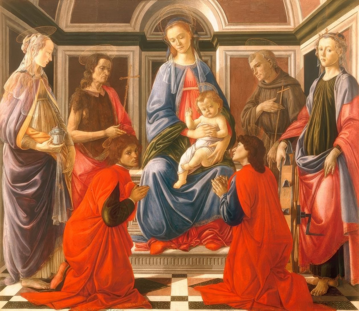 Madonna tronede med barnet og af Sandro Botticelli