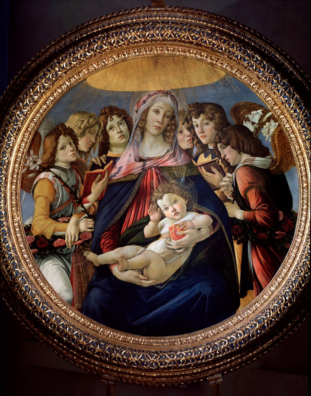 Virgin and Child and Six Angels said Madonna della Melagrana or Melogranodani af Sandro Botticelli