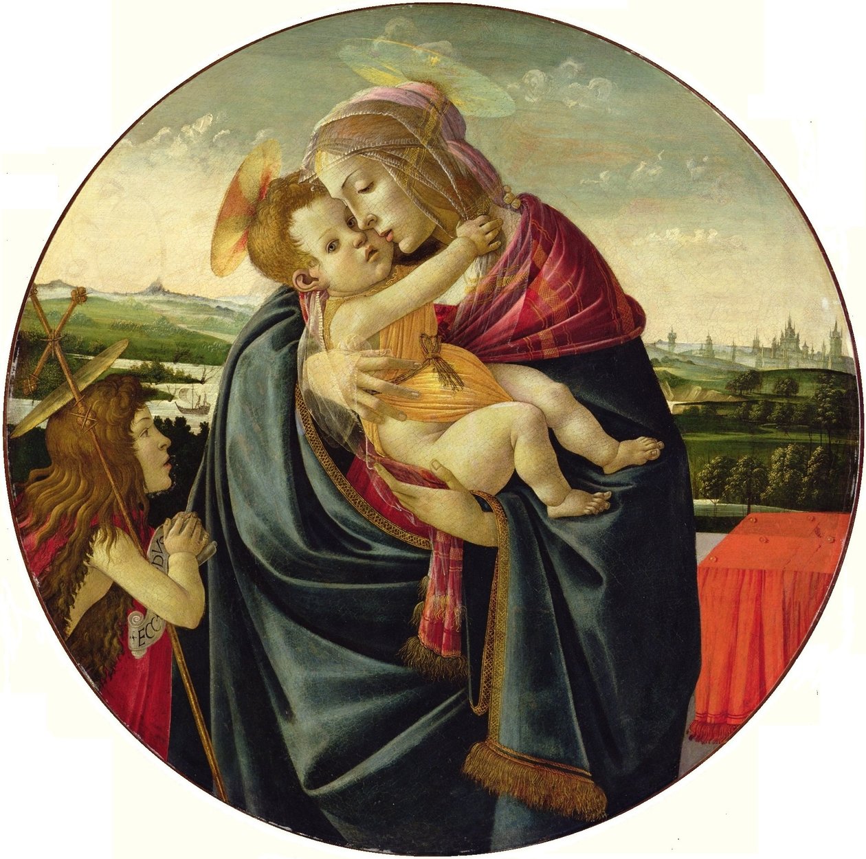 Jomfruen med barnet og Johannes Døberen af Sandro Botticelli