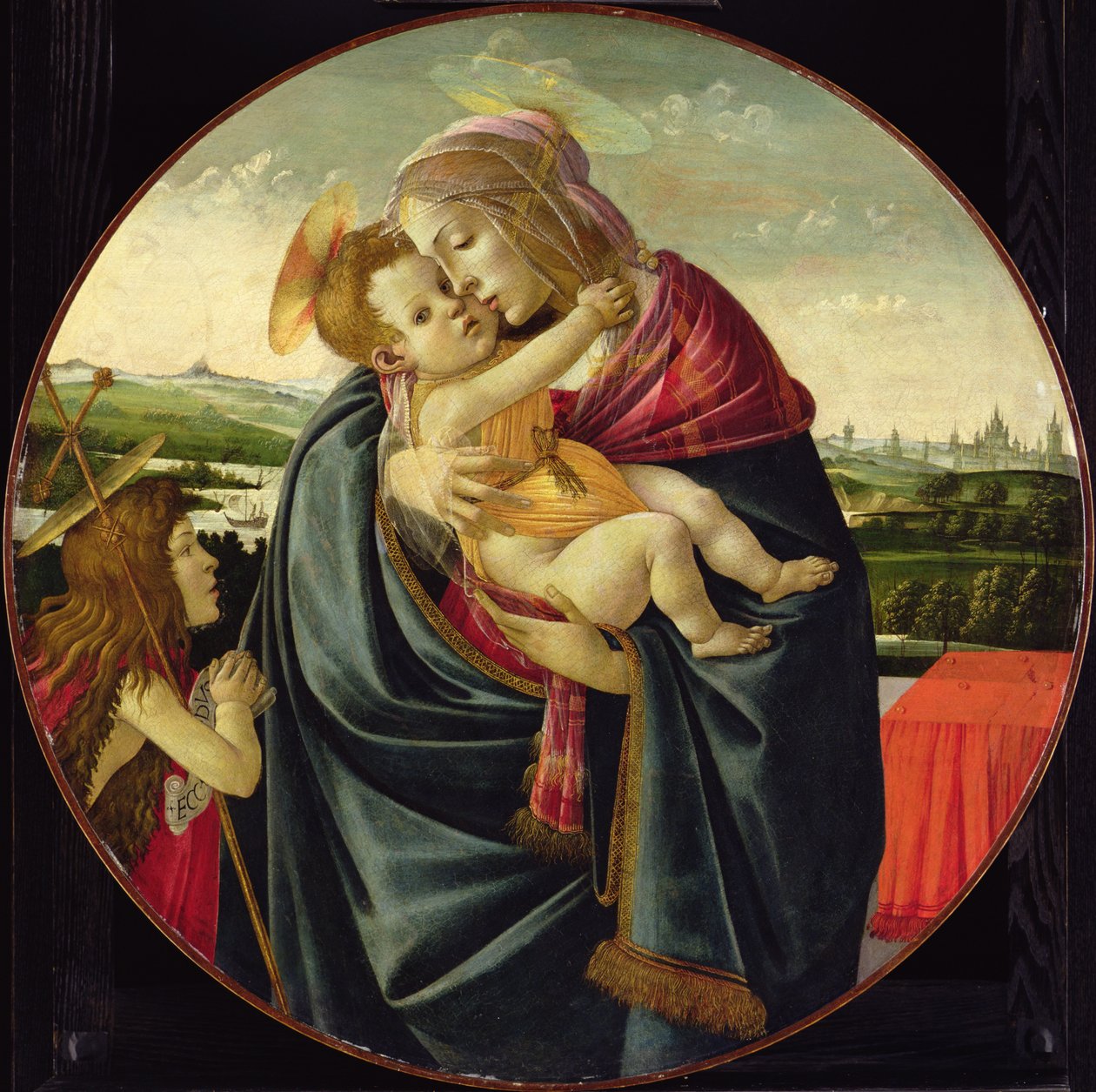 Jomfru og barn med Johannes Døberen, ca. 1490 af Sandro Botticelli