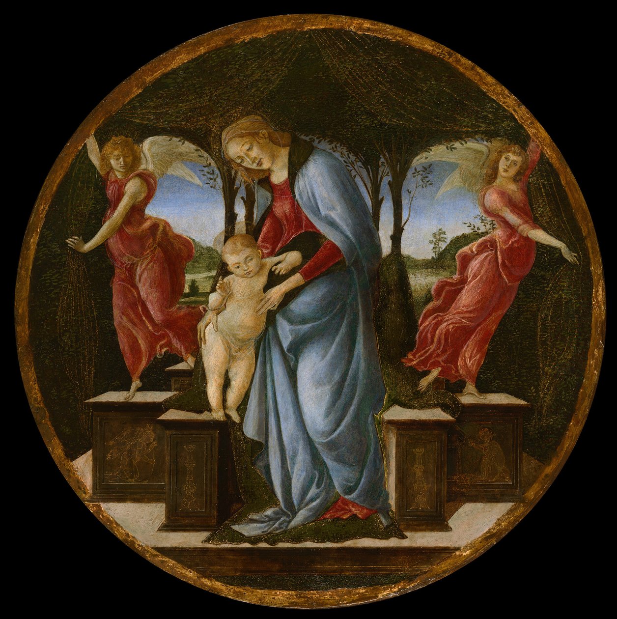Jomfru og barn med to engle, 148595. af Sandro Botticelli