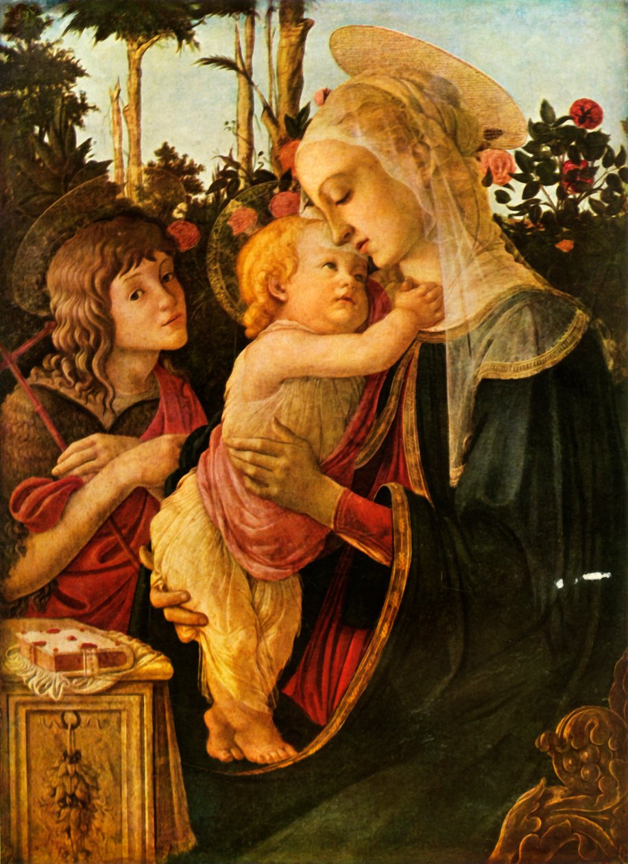Jomfru og barn med den unge Johannes Døberen, 1470-1475, 1937. af Sandro Botticelli