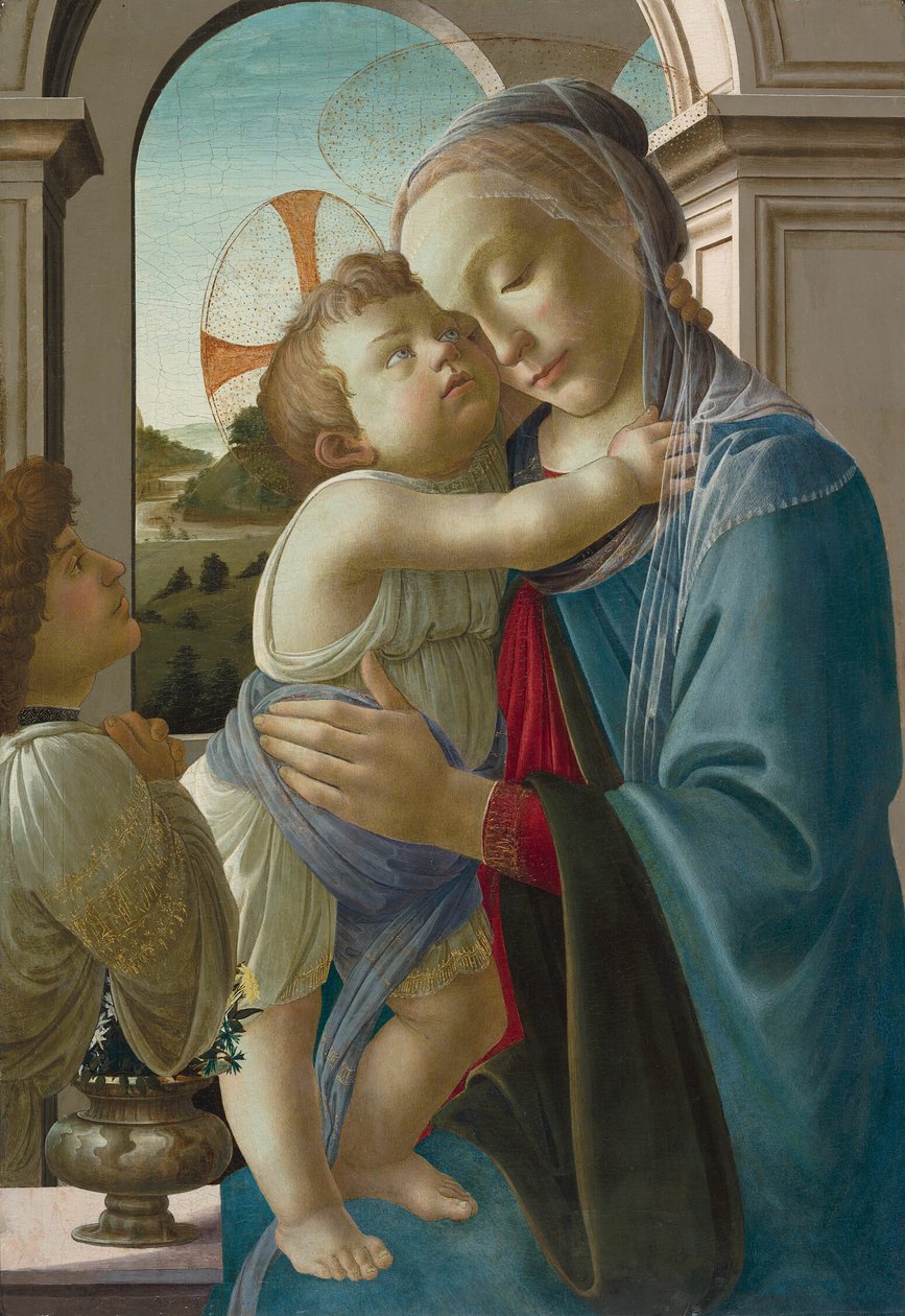 Jomfru og barn med en engel af Sandro Botticelli