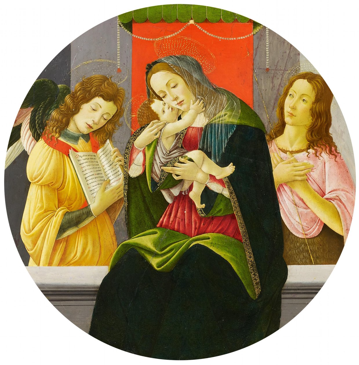 Madonna med barnet, Johannes Døberen og en engel af Sandro Botticelli and workshop