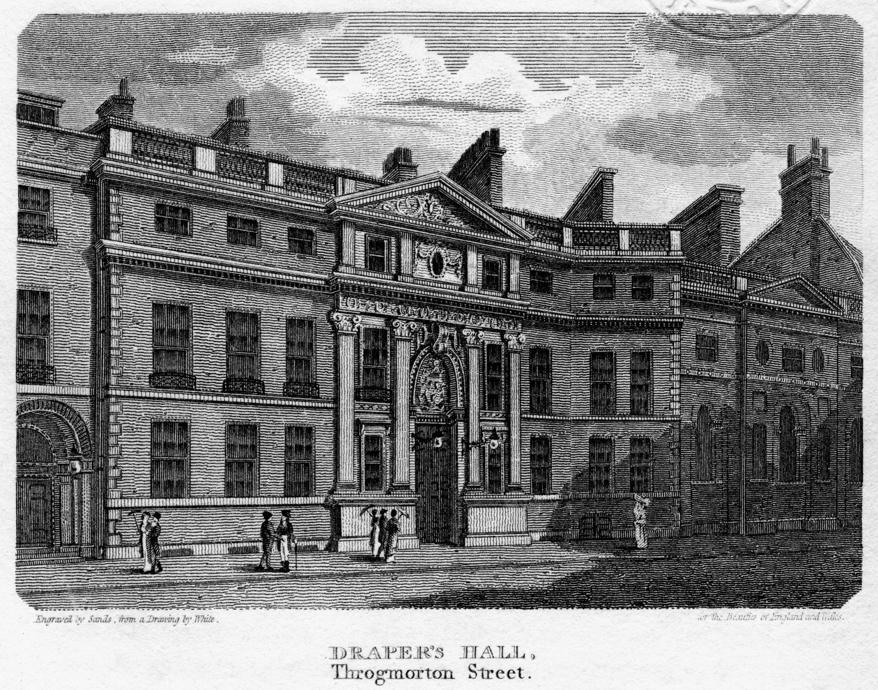 Drapers Hall, Throgmorton Street, City of London, 1812. af Sands