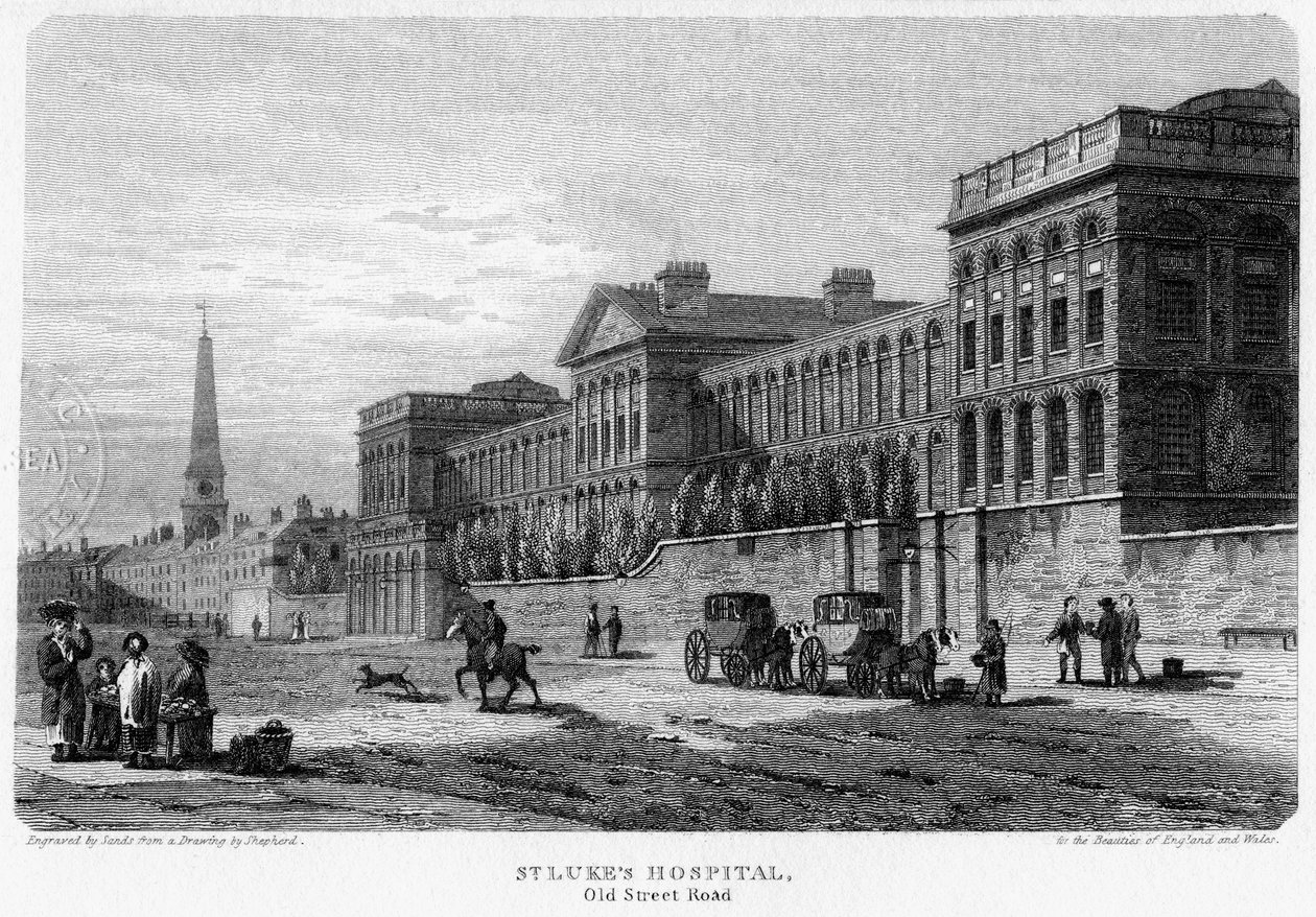 St Lukes Hospital, Old Street, Finsbury, London, 1815. af Sands