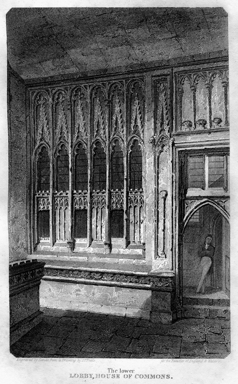 The Lower Lobby, House of Commons, Westminster, London, 1815. af Sands