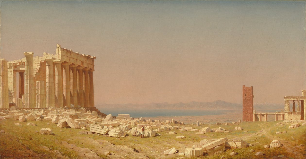 Ruinerne af Parthenon, 1880 af Sanford Robinson Gifford
