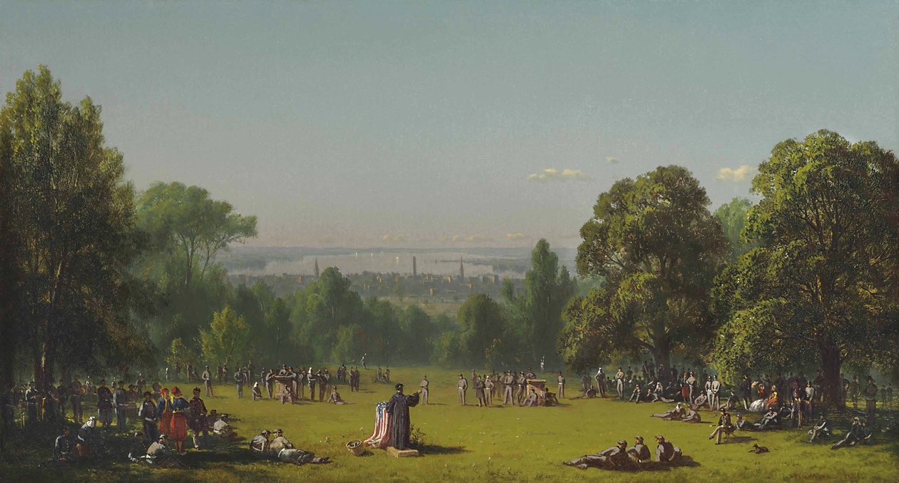 Søndag morgen i lejren i det syvende regiment af Sanford Robinson Gifford