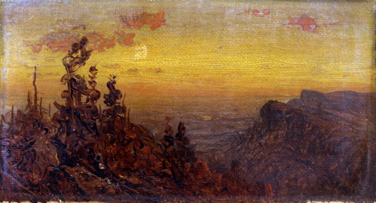Indianere ved Campfire--Moon Rising, n.d. af Sanford Robinson Gifford