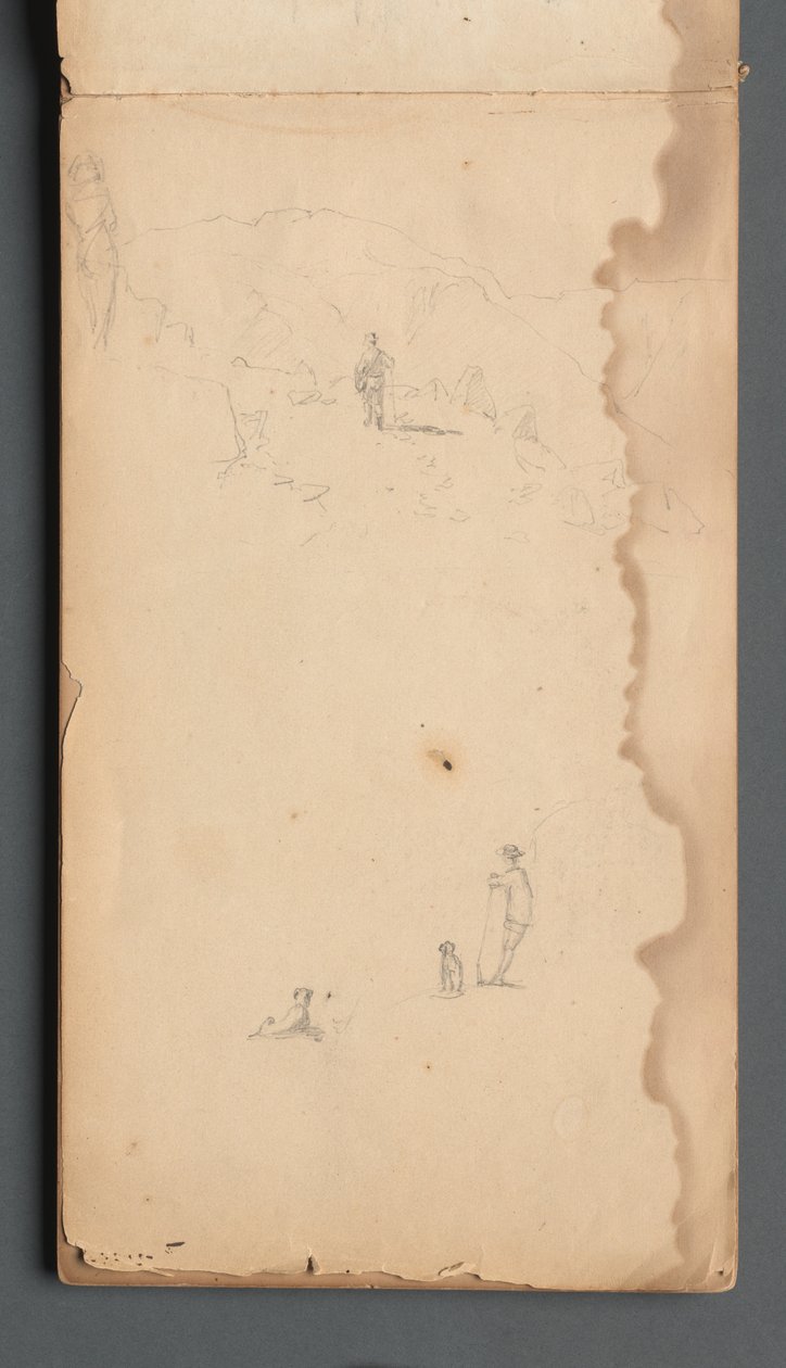 Skitsebog, side 02: Figur i et landskab med hund, 1859. af Sanford Robinson Gifford