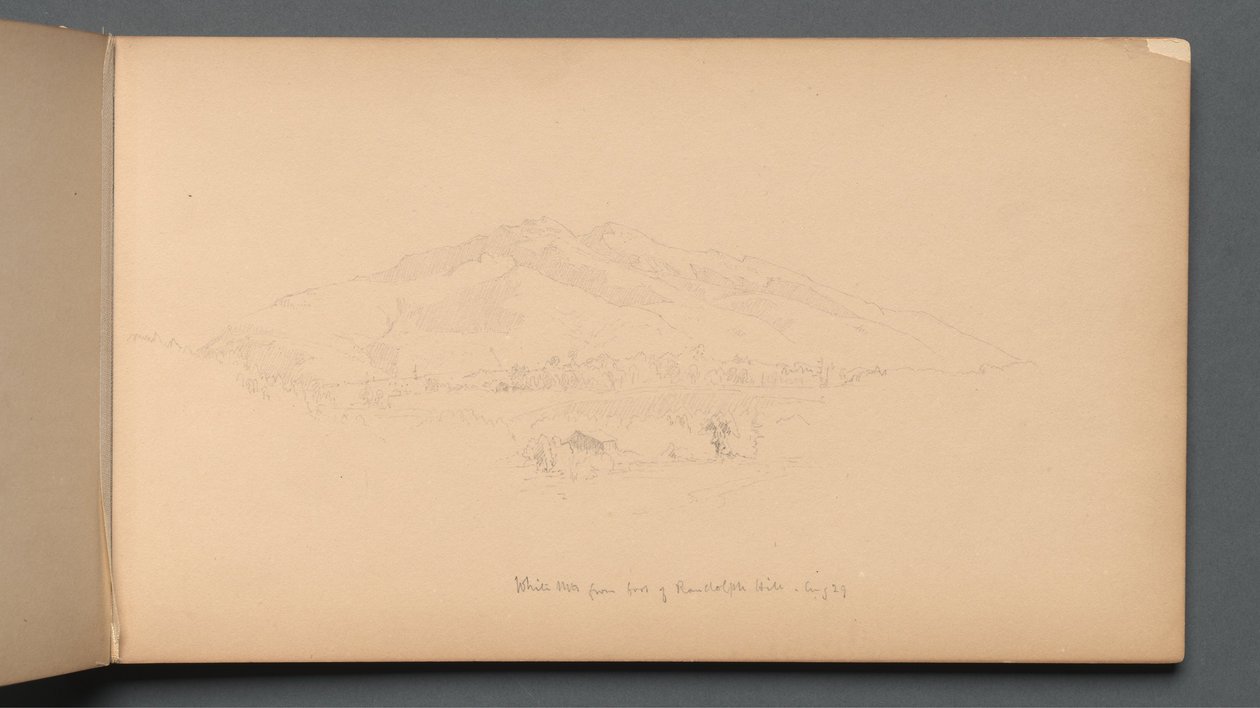 Skitsebog, side 12: "White Mountains fra foden af Randolph Hill" af Sanford Robinson Gifford