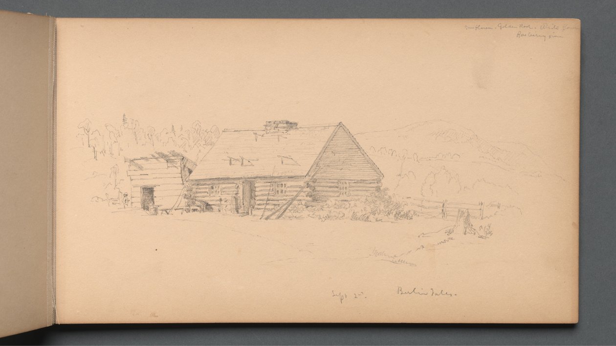 Skitsebog, side 14: "Berlin falder 2. september" af Sanford Robinson Gifford